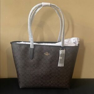 Coach Dark Brown Signature Tote